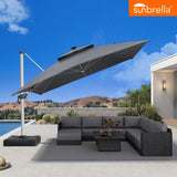 PURPLE LEAF SUNBRELLA Solar Cantilever Umbrella with Lights for Outdoor Patio