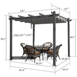 PURPLE LEAF Outdoor Pergola with Retractable Canopy Aluminum Shelter for Porch Garden  Beach Shade Pavilion Pergola Modern Backyard Deck