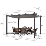 PURPLE LEAF Outdoor Pergola with Retractable Canopy Aluminum Shelter for Porch Garden  Beach Shade Pavilion Pergola Modern Backyard Deck